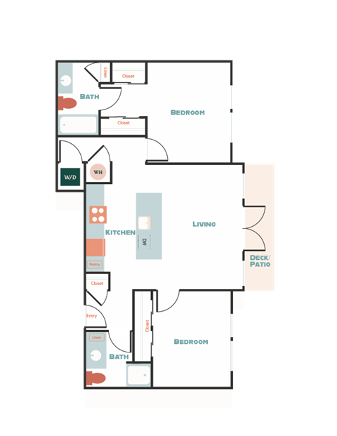 a floor plan of a bedroom floor plan with an open concept living room and kitchen